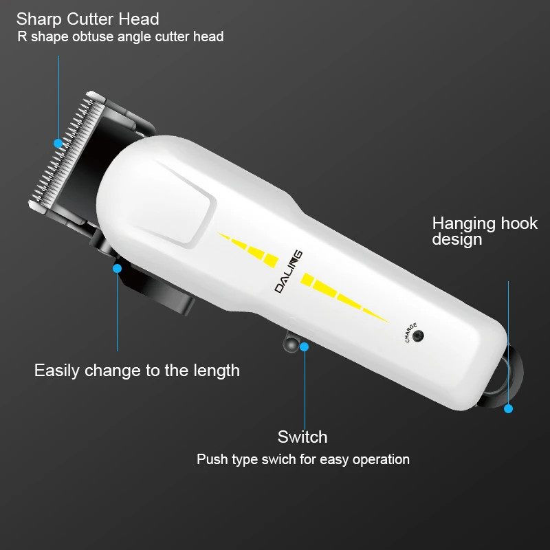 Cortadora de pelo DALING DL-1172 para hombre, maquina cortar pelo profesional de peluquero, carga silenciosa, hoja de acero inoxidable, carga USB