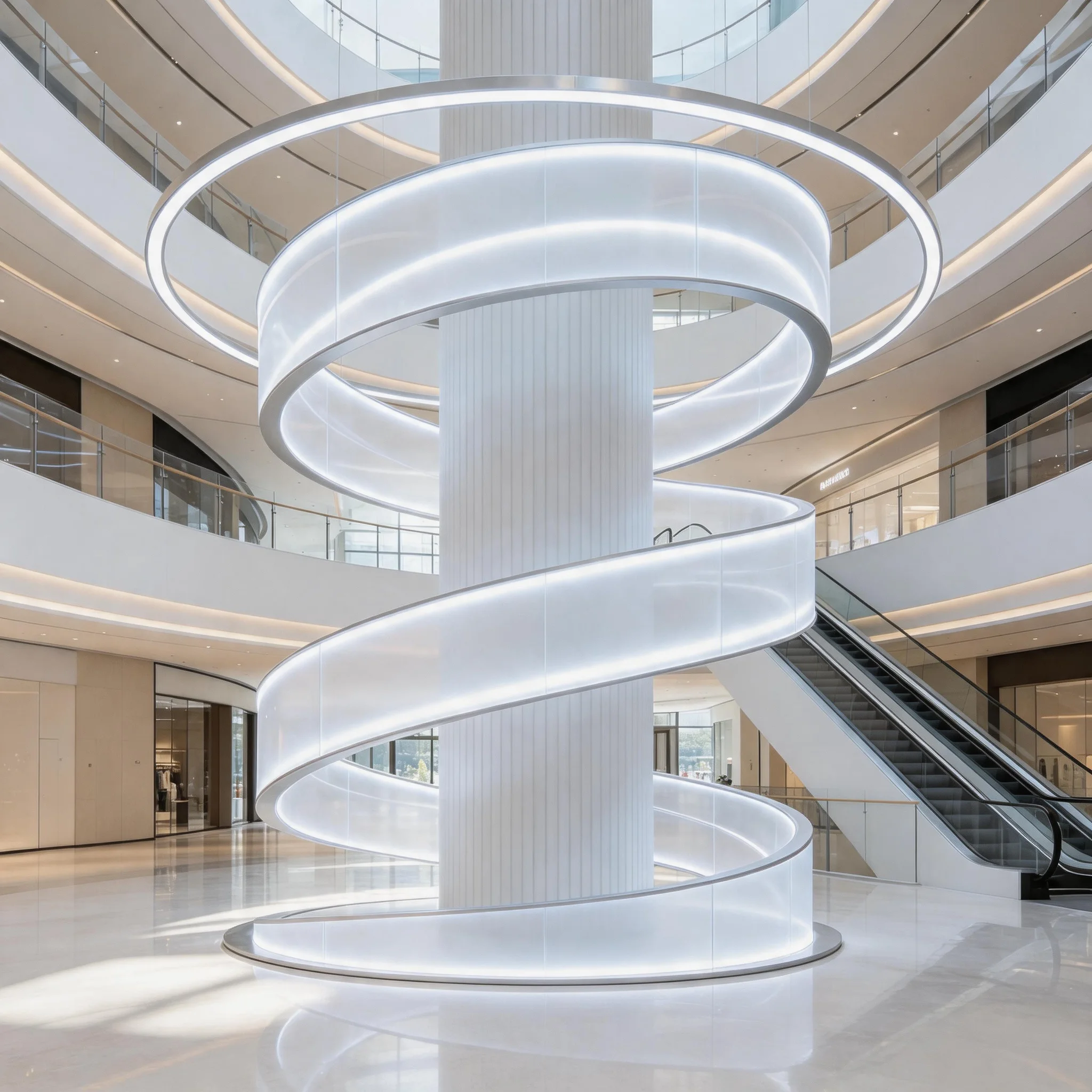 Custom Spiral Ribbon Flexible LED Display Screen Indoor Curved Irregular LED Ring Video Wall For Shopping Mall Hotel