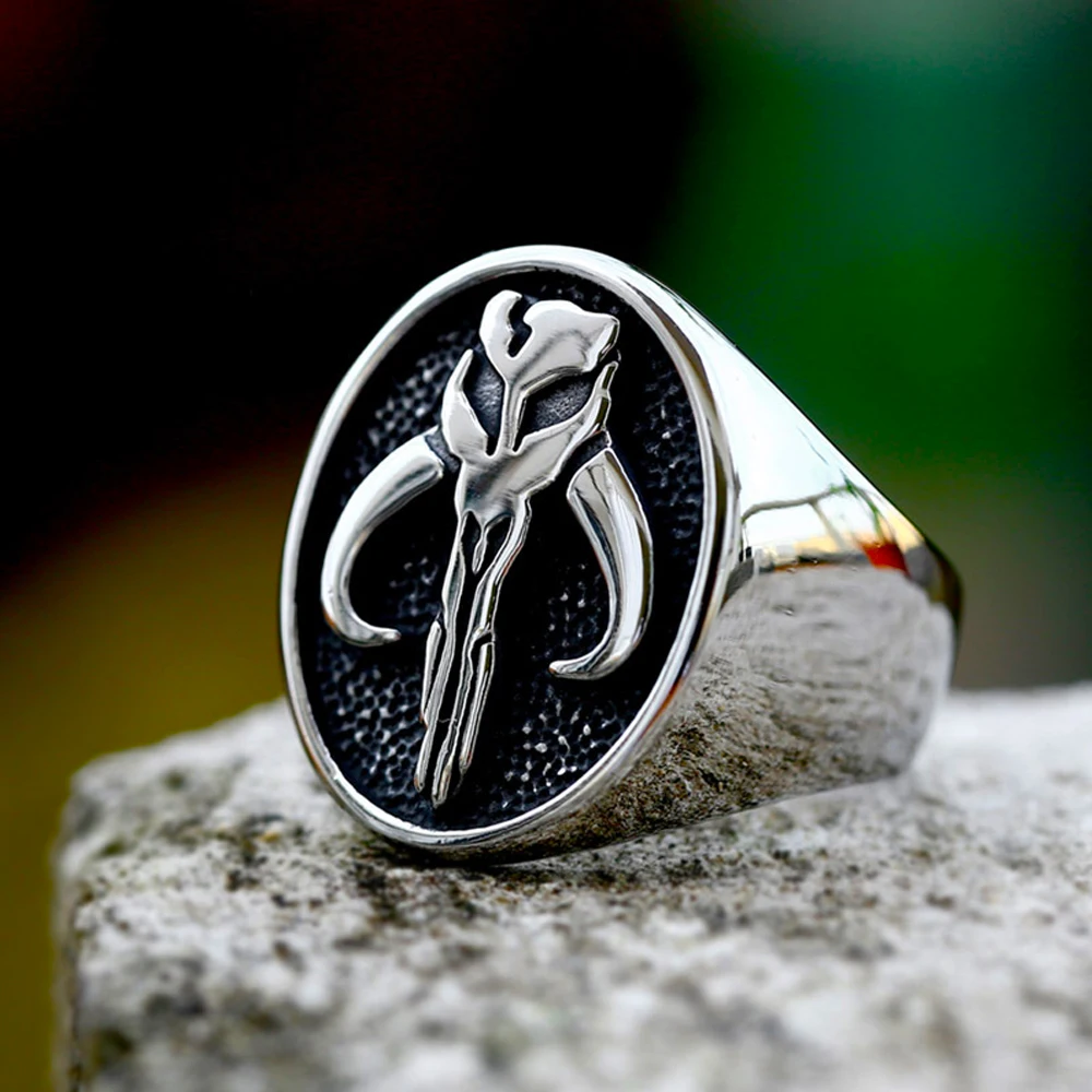 

Vintage Gothic Polished Alien Skull Rings for Men Punk Stainless Steel Skull Picture Punisher Ring Fashion High Quality Jewelry