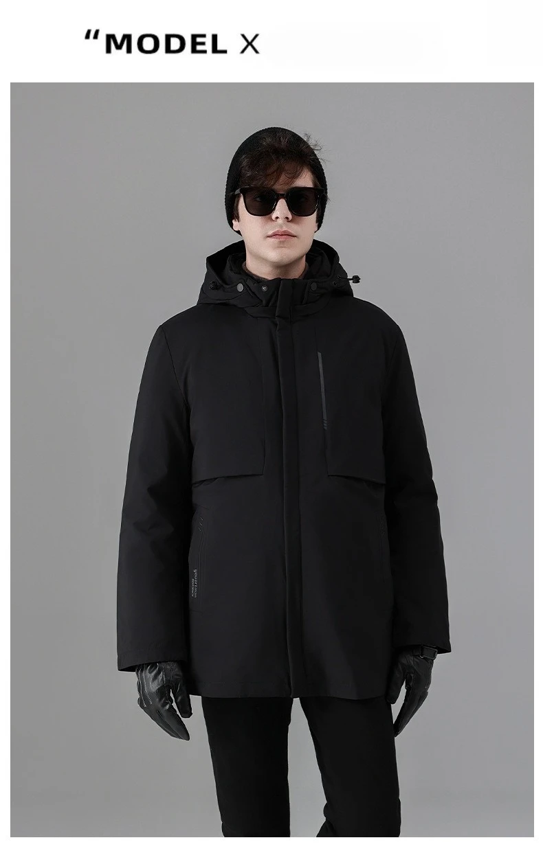 Men's Down Coats and Parkas Mid-length Winter Jackets Padded Puffer Jacket Man Down Jacket Thick Detachable Inner Padding HWY103