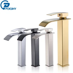 Golden Basin Faucets Waterfall Bathroom Faucet Single handle Basin Mixer Tap Bath Black Faucet Faucet for Bathroom Washbasin Tap