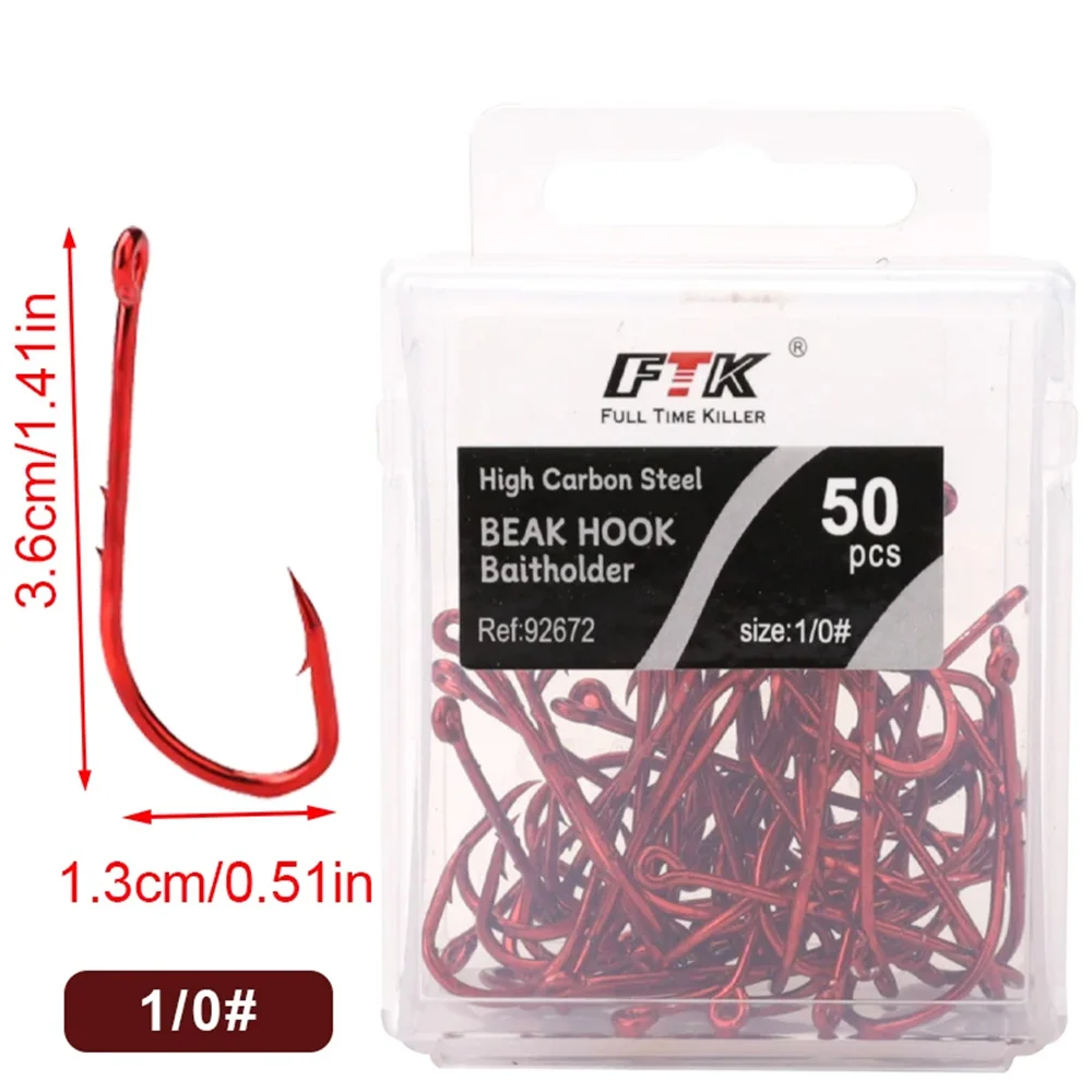 FTK Rote Angelhaken Meer Stacheldraht Angelköder Schaft Schnabel Live BaitHolder Karpfenangeln Jig Wurmhaken Zubehör Tackle