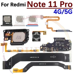 SIM Charging Port Board For Xiaomi Redmi Note 11 Pro 5G LoudSpeaker Earpiece Speaker Fingerprint Sensor Motherboard Flex Cable