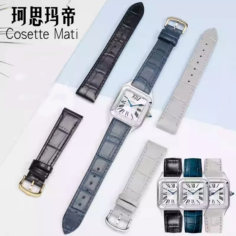 Bamboo patterned exquisite genuine cowhide leather watch strap for Cartier Dumont quick release end piece watch band  bracelet