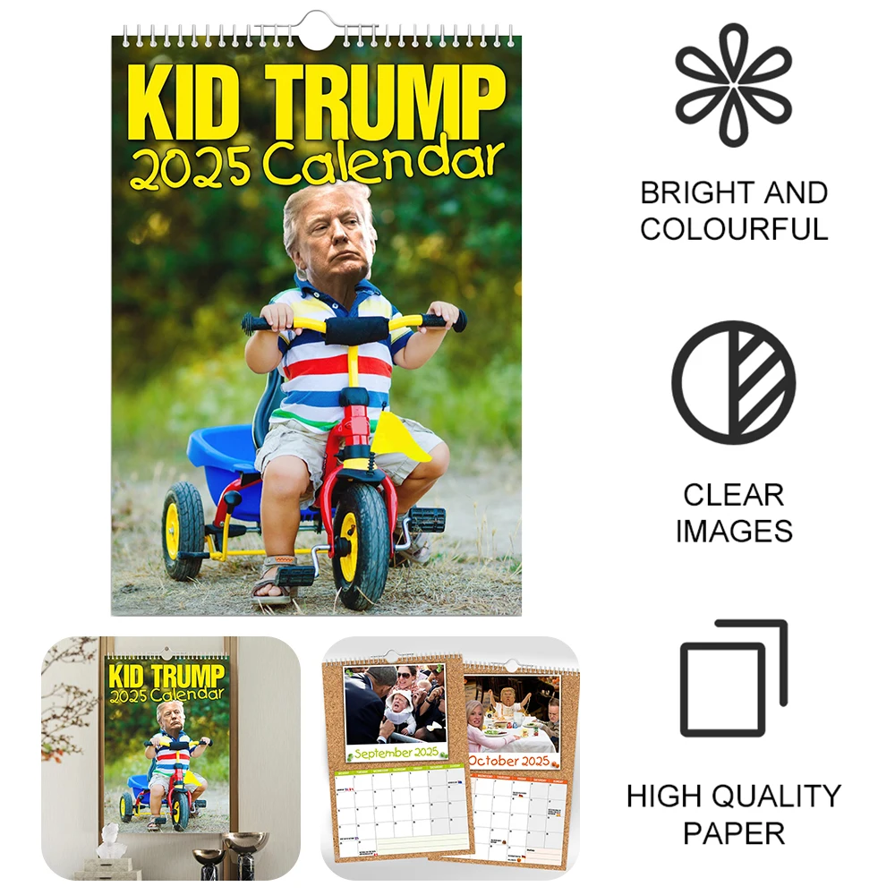 1-3PCS Wall Calendar 2025 Funny Trump Wall Calendar Kid Trump Calendar Monthly Calendar Planner Note Pads Gifts