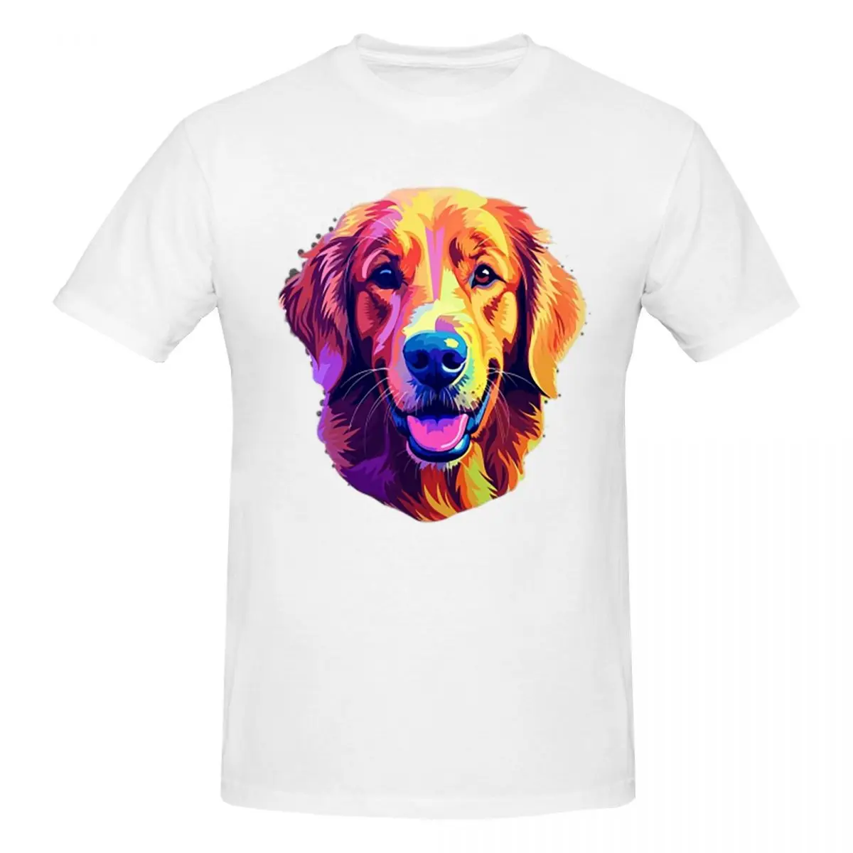 Golden Retriever Pop Art Men T-Shirt Classic Plus Size T Shirts Men's O-Neck Cotton Tees Short Summer Male