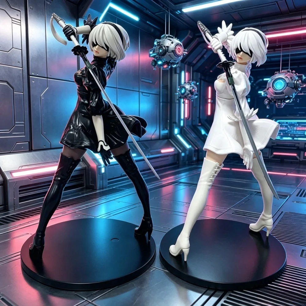 Neue 18CM Yorha 2B Schwarz-Weiß-Serie Anime-Figur PVC-Modell Statue Sammlerstück Desktop-Dekoration Spielzeug