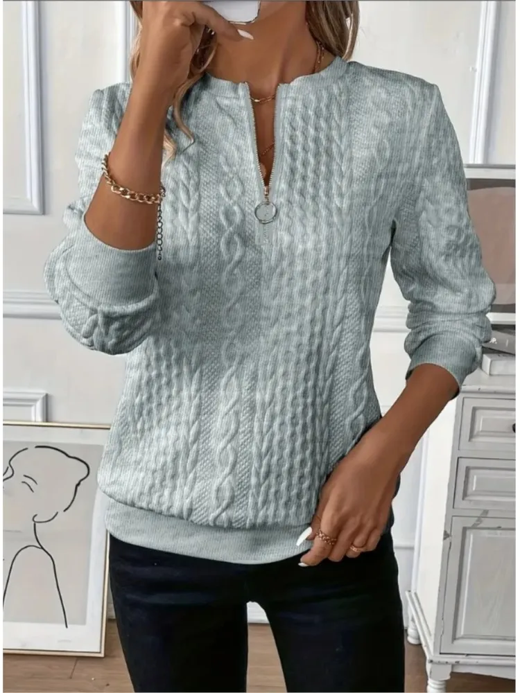 Women Fashion V Neck Long Sleeve Sweatshirt Autumn Winter Casual Loose Hoodie Solid Color Comfortable Pullovers Female 2025