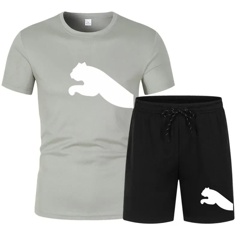 2024 Zomer Mesh Ademende T-Shirt Met Korte Mouwen + Casual Shorts 2-delige Fitness Gym Joggingmode Sportkleding Set