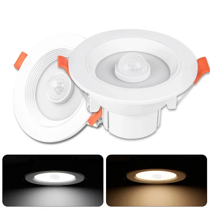 PIR Motion Sensor Ceiling Lights Recessed Stairs Lighting LED Downlight 10W 5W 15W 20W Smart Home LED Spot Built-in Lamp 85-265V