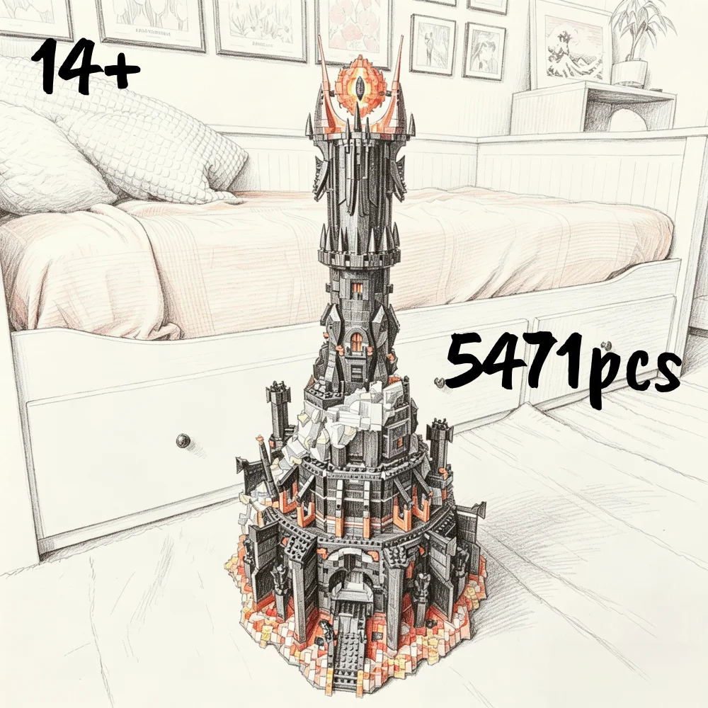 5471PCS Home Decoration Black Tower Building  Model Desktop Ornament Adults Birthday Christmas Gift Spot