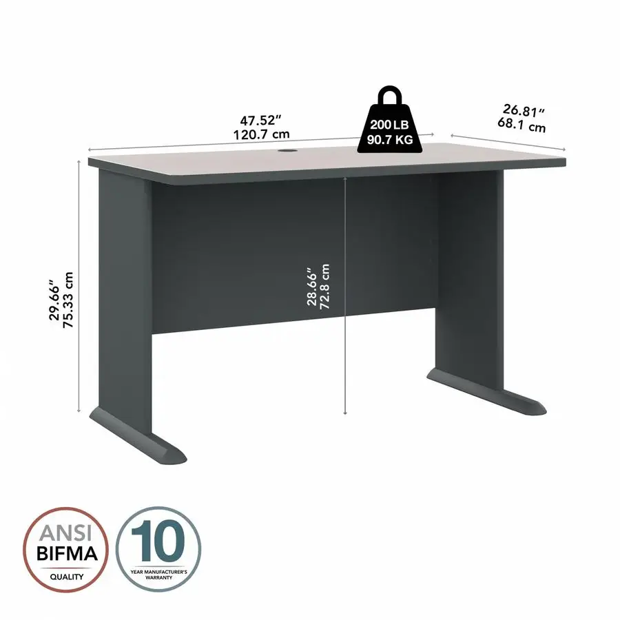 Business Furniture Series A 48W Computer Desk in White Spectrum and Slate, Small Office Table for Home or Professional Workspac