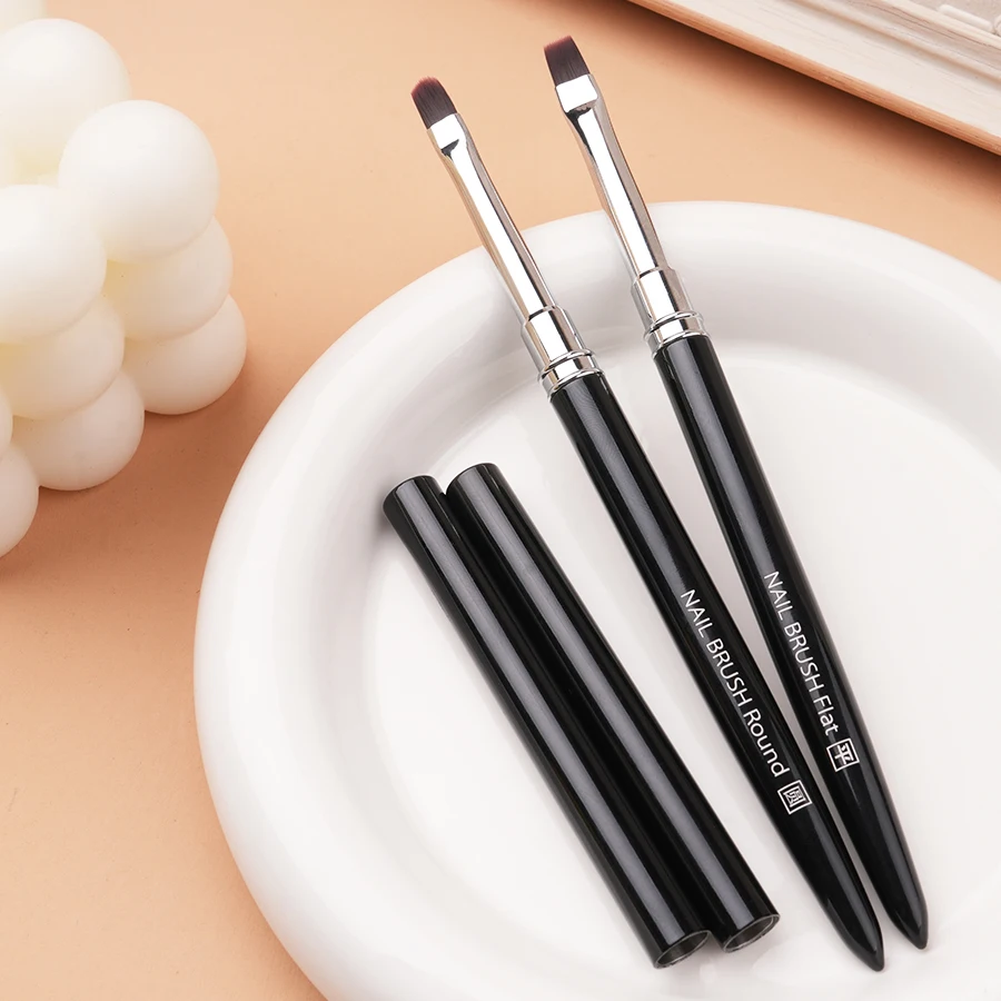 2pcs Of Light Treatment Pen Nail Tools with Cap Broad Round Tip Large Square Round Tip Flat Tip Nail Art Pen Pole Broader Pen H