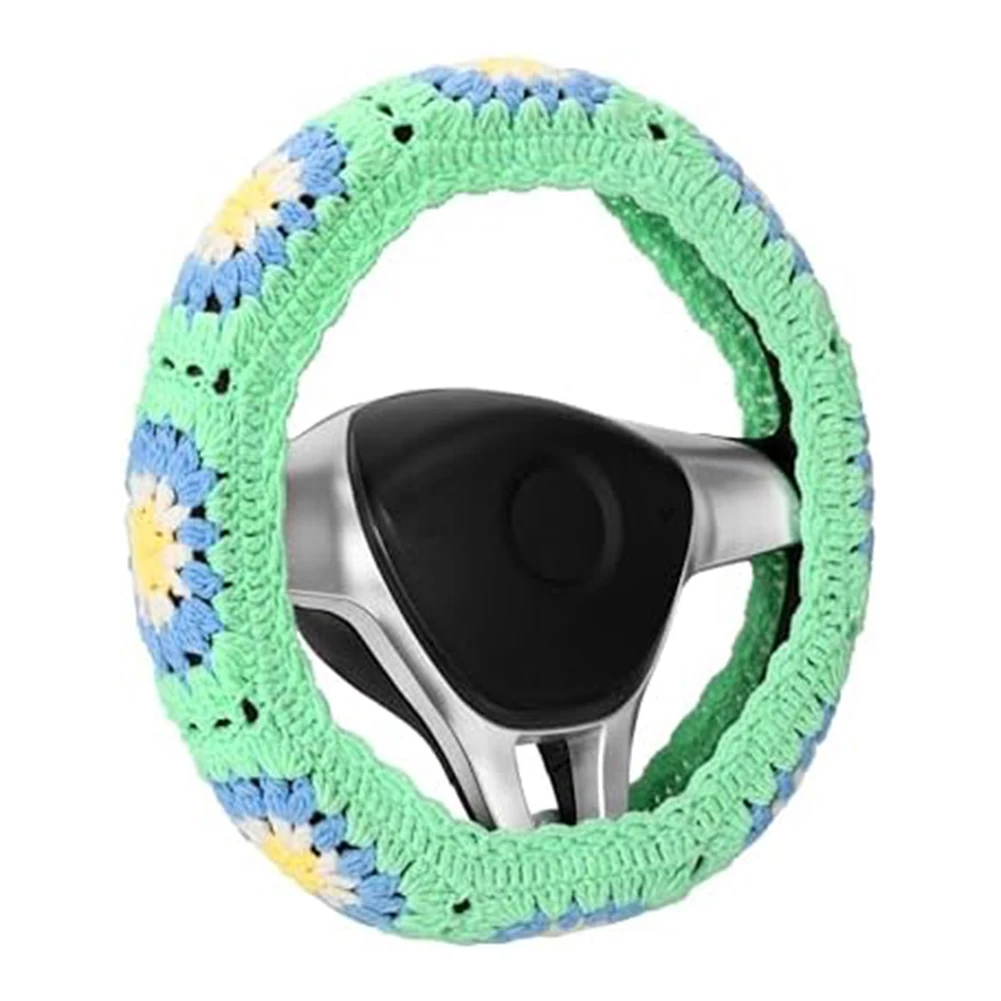

Cute Crochet Steering Cover Vintage Style Vintage Steering Wheel Cover 14-15 Inches Crochet Steering Wheel Cover Driving Style