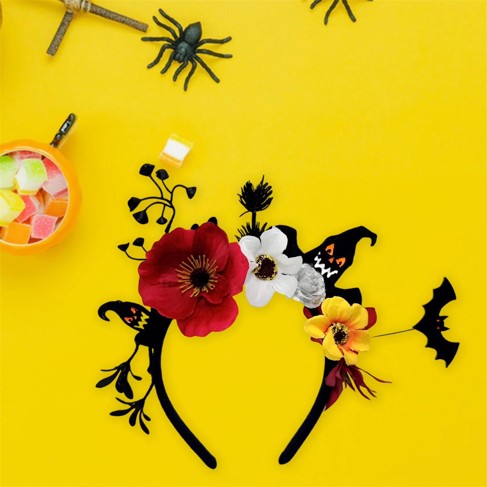 Cerchietto per orecchie di gatto nero con fiocco glitterato Cerchietto per capelli per costume di Halloween Accessorio per bomboniere per donne e ragazze