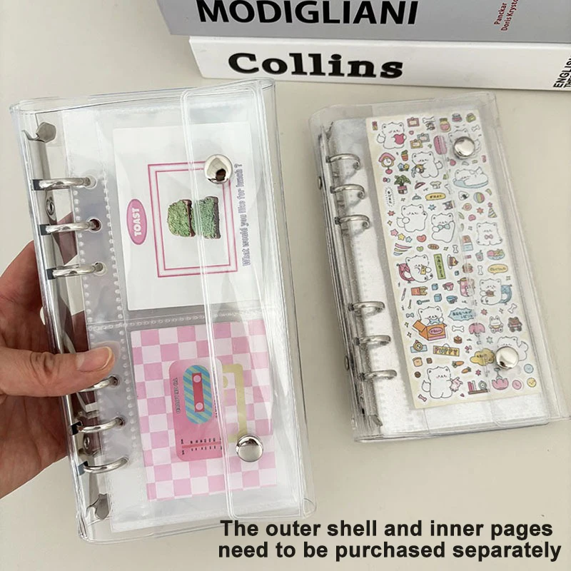 البطاقات البريدية الموثق جمع كتاب المنظم A6 ضيق فضفاض ورقة غطاء 10 قطعة 1 شبكة 2 أكياس تخزين الشبكة