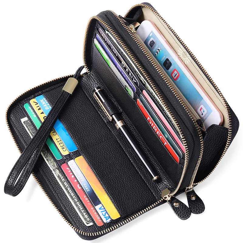 

New wallet for women and men,RIFD Blocking top-grain cowhide genuine leather clutch purse,billeteras de hombres,carteras de