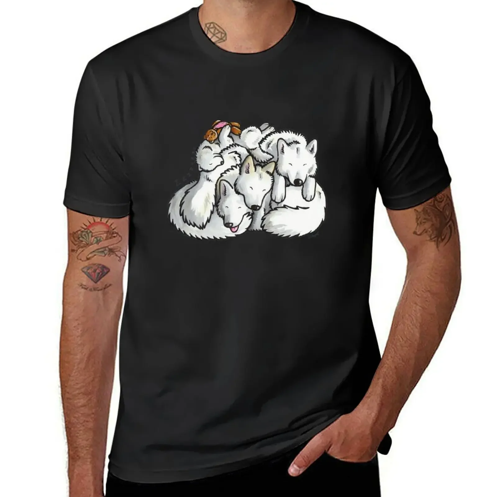 Samoyed - sleeping pile cartoon T-Shirt vintage new edition tops vintage t shirts men clothes