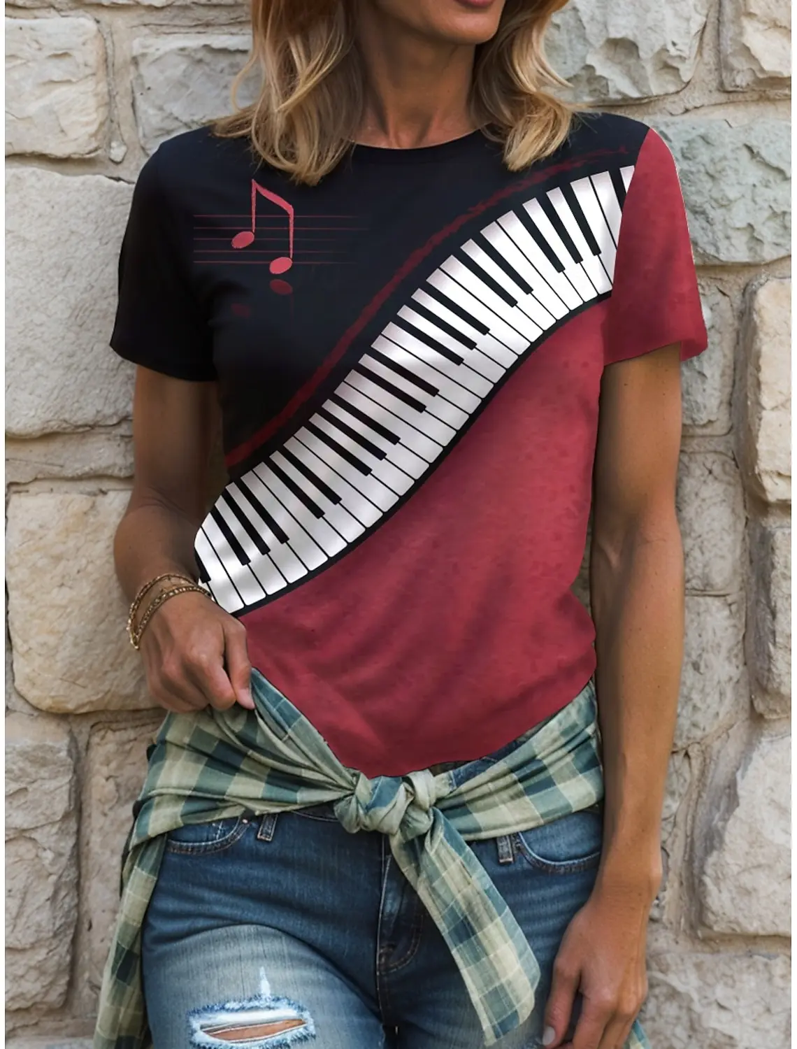 

Summer Music Festival Women's T Shirt Graphic Geometric Vintage Stylish Classic Short Sleeve Crew Neck Regular Tops