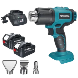 PATUOPRO Cordless Heat Gun Portable Handheld Heavy Duty Electric Hot Air Gun Power Tools With 3 Nozzles For Makita 18v Battery