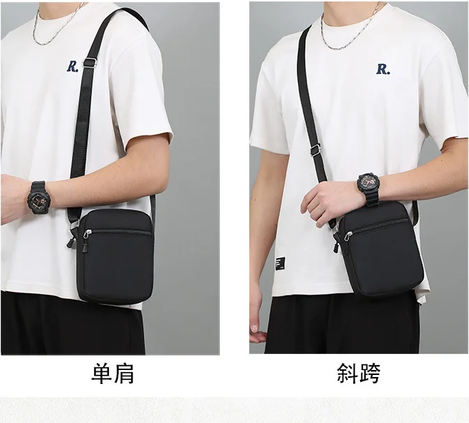 Simple Casual Mini Crossbody Bags Men Nylon Small Shoulder Bag For Men Oxford Black Messenger Side Sling bag Husband Chest bolso