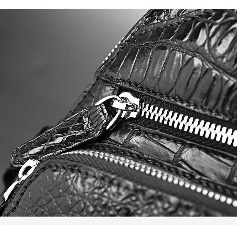 Imagem -05 - Designer de Couro de Crocodilo Homens Peito Bolsa de Negócios Mensageiro de Couro Genuíno Bolsa de Homem de Alto Grau de Grande Capacidade 45 2023 Novo