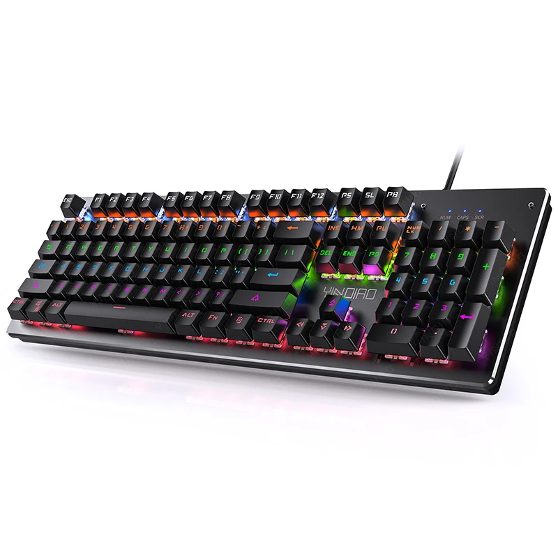 

Real Mechanical Keyboard with Interchangeable Axis Gaming Keyboards Wired Ergonomics 104 Keys Multimedia USB Punk Backlight