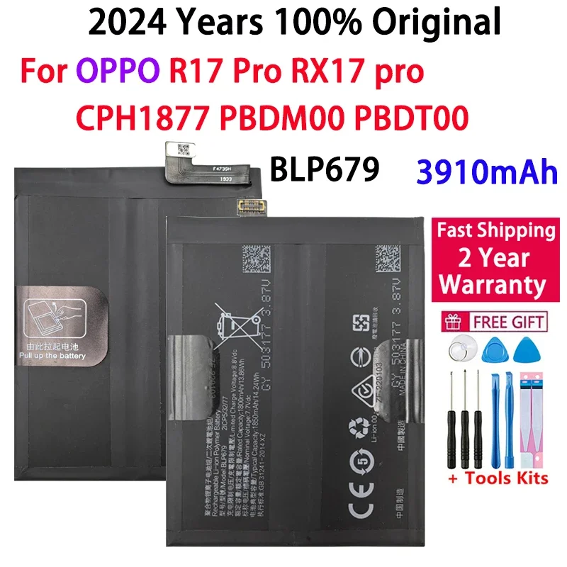 

2024 Years Orginal BLP679 3910mAh Replacement Battery For OPPO R17pro R17 Pro Rx17 pro RX17pro CPH1877 PBDM00 PBDT00 Batteries