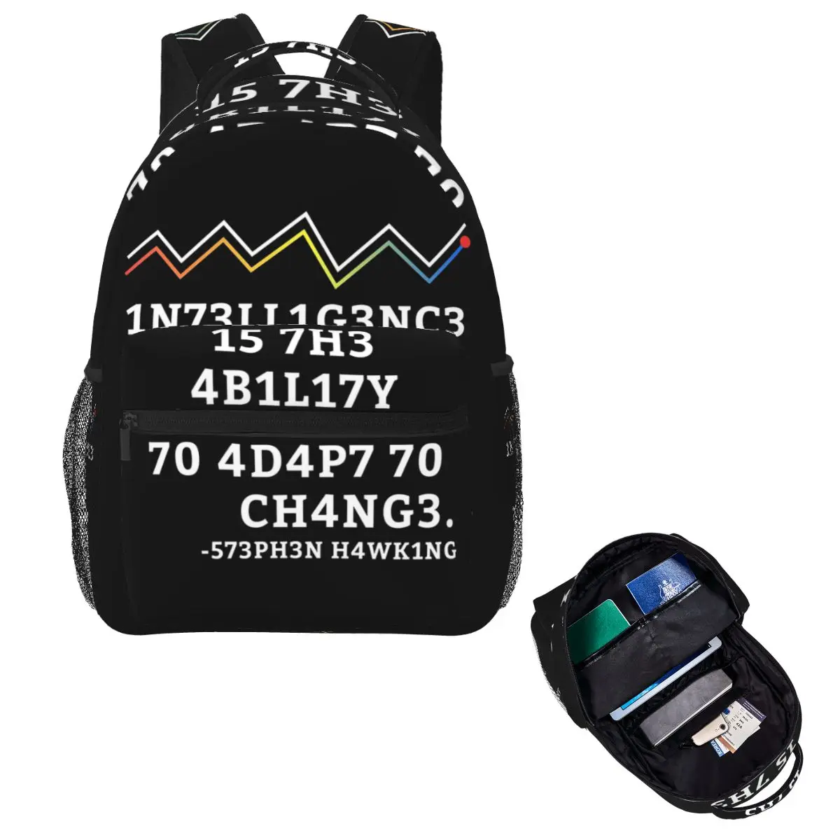 Geek Tops 1n73llig3nc3 Intelligence Is The Ability To Adapt To Change Student Backpack School Bag Daypack Bookbag Shoulder Bags