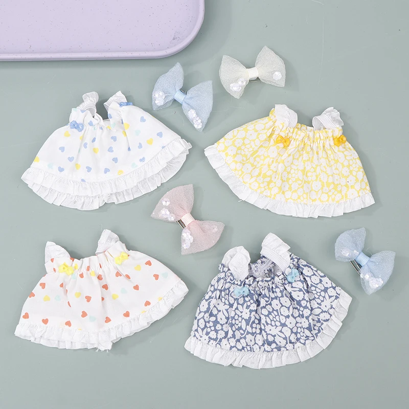 Cute Mini Plush Doll's Clothes Outfit Accessories For 17CM Labubu Idol Dolls Dress Skirt Clothing Gift