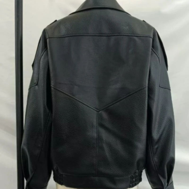 2026 Autunno/Inverno nuovo stile britannico abbigliamento donna alla moda giacca da motociclista cappotti corti con cerniera in pelle Pu versatile alla moda