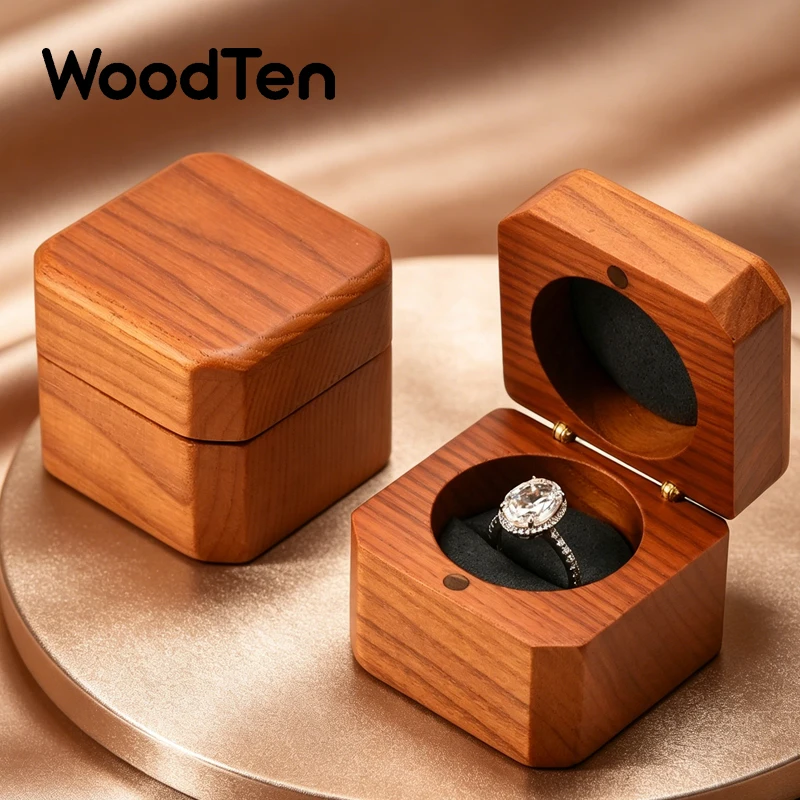 WoodTe Wooden Wedding Ring Box Jewelry Organizer for Engagement And Wedding Gift Storage Box for Women Gift Jewelry Boxs