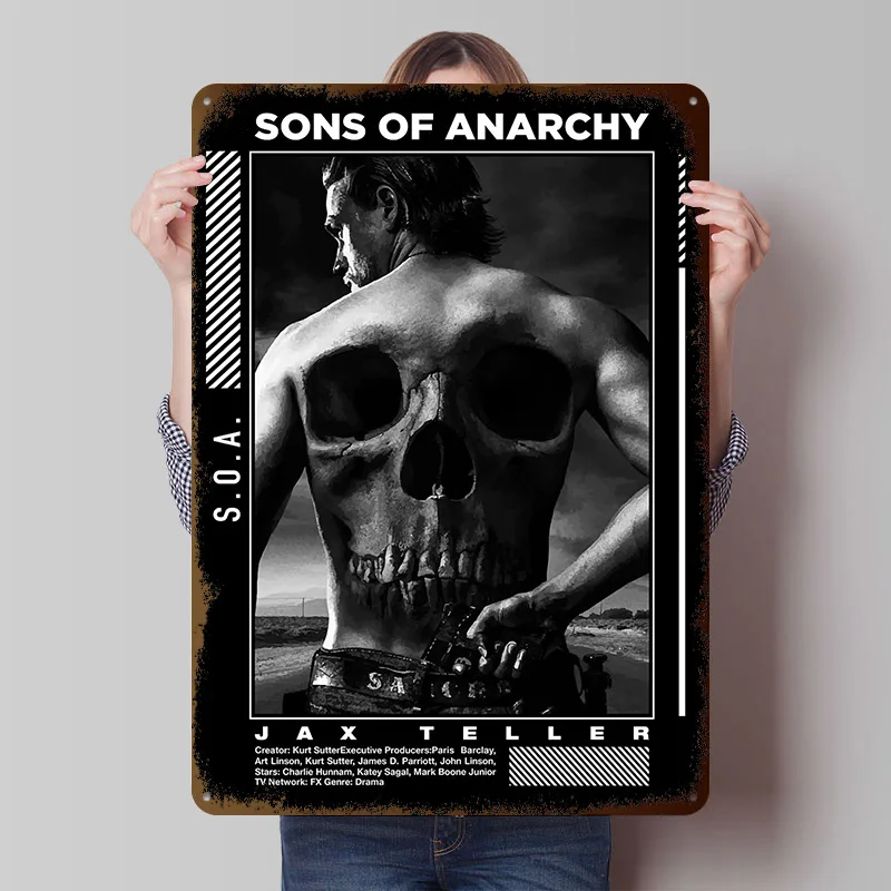Sons of Anarchy Printed Poster Customized Retro Wall Art Vintage Metal Tin Signs for Living Room Decorations Decoration Home