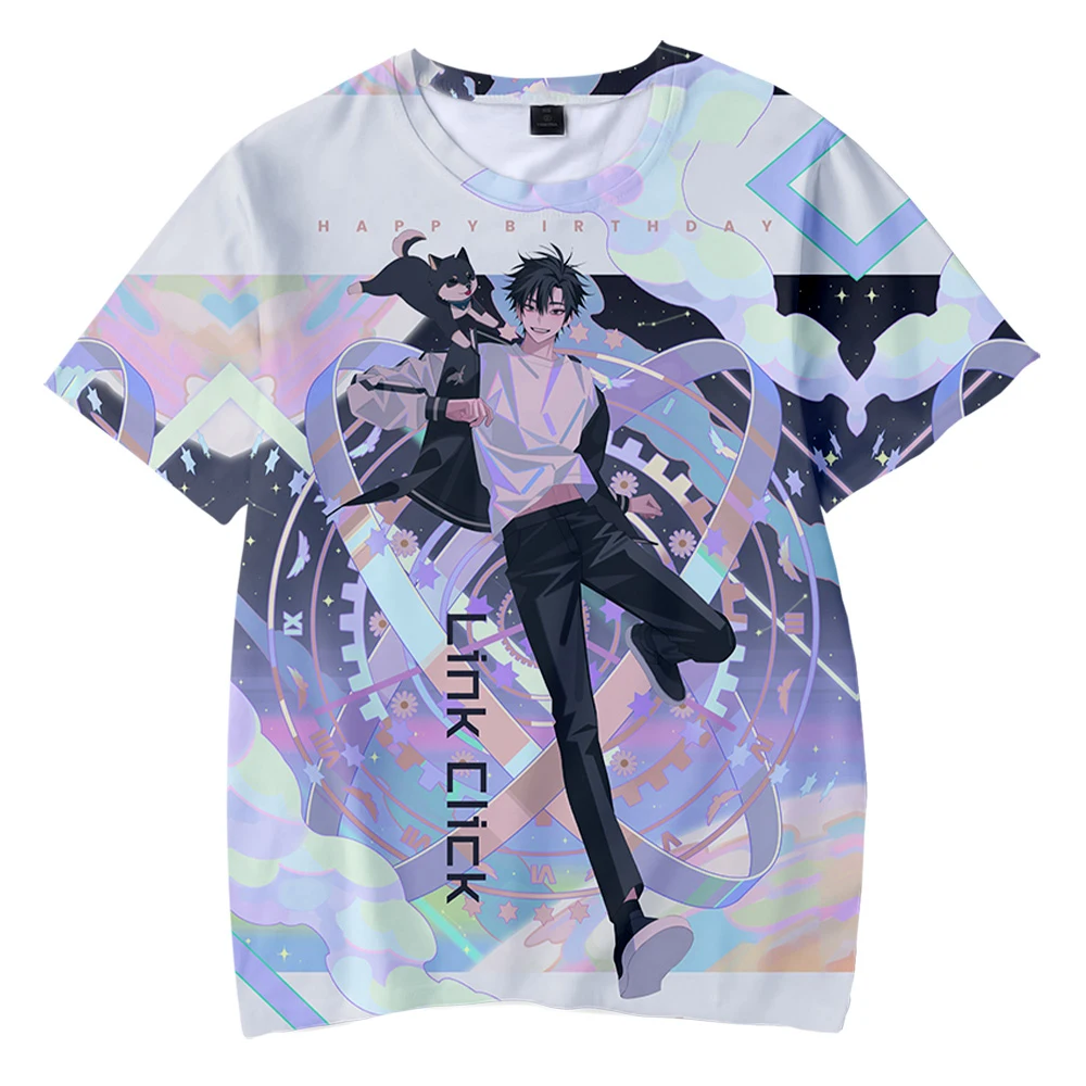 Homens e mulheres 3D Anime Link Click Crewneck camiseta de manga curta, streetwear Harajuku, roupas estilo casual, 2022