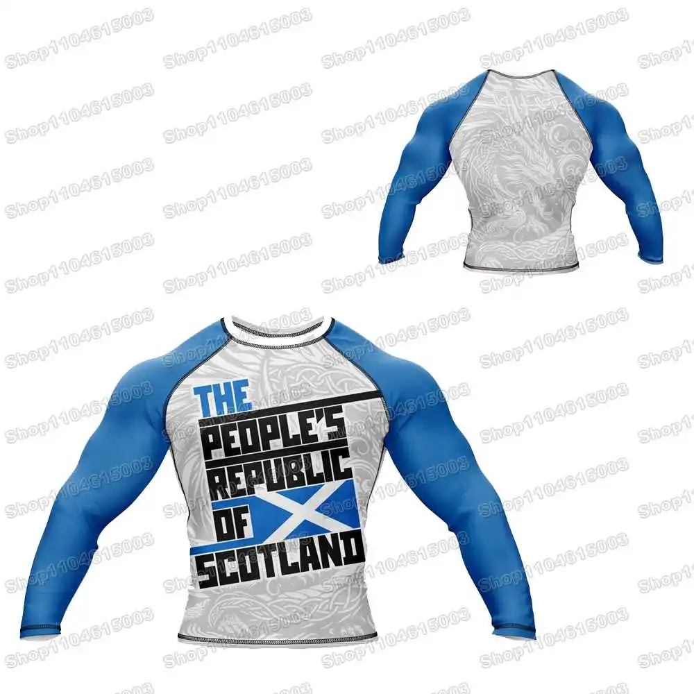 Highland Warrior Rash Guards Surfing Jersey Beach Trousers Swimwear Diving Gym Long sleeves MMA BJJ Men Jiu Jitsu Fitness Sets