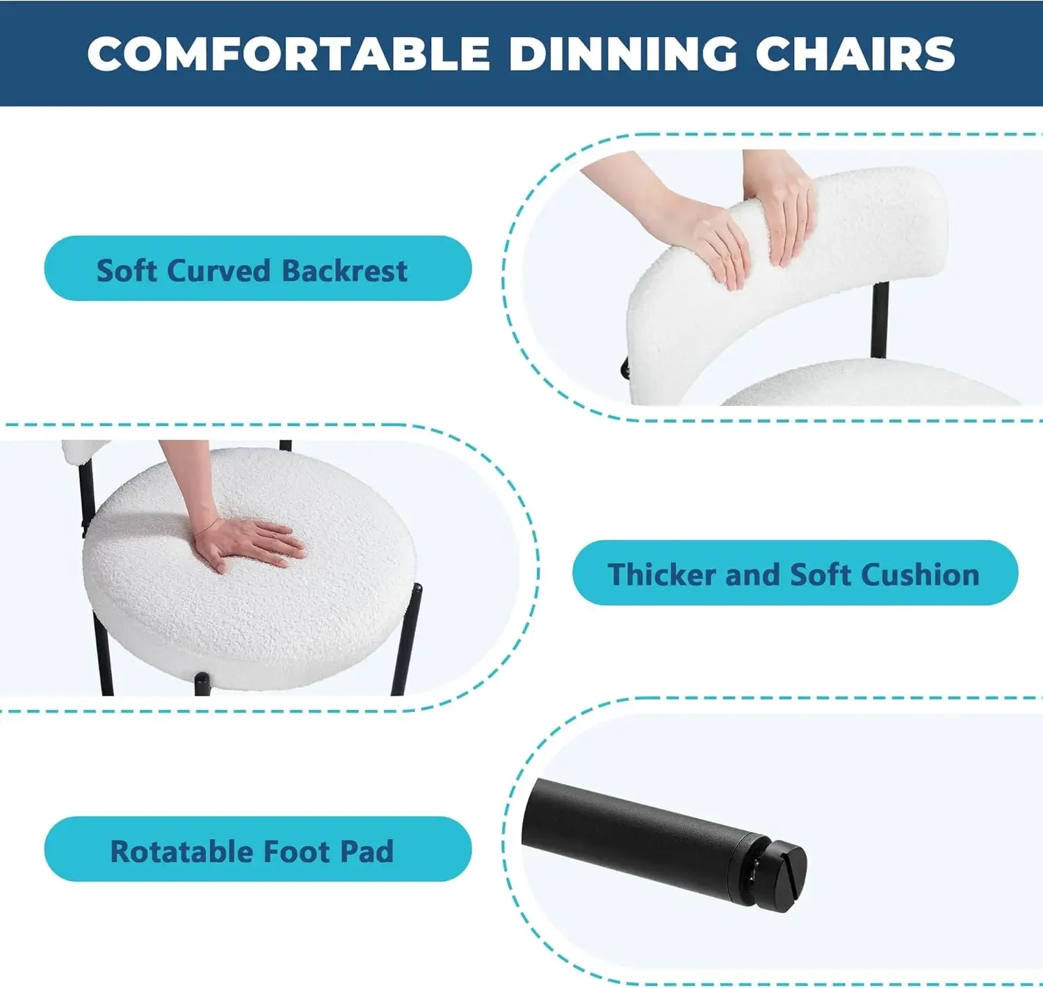 Juego de 6 sillas de comedor - Sillas de comedor de cocina Sillas de comedor modernas de mediados de siglo con metalogrosolsterados,