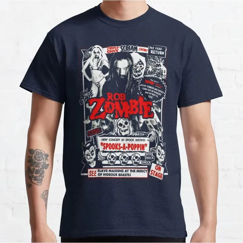 Camiseta gráfica do filme de terror retrô "Thousand Corpse Houses" mbie 001- Zombie Robbery Album Captain Spalding