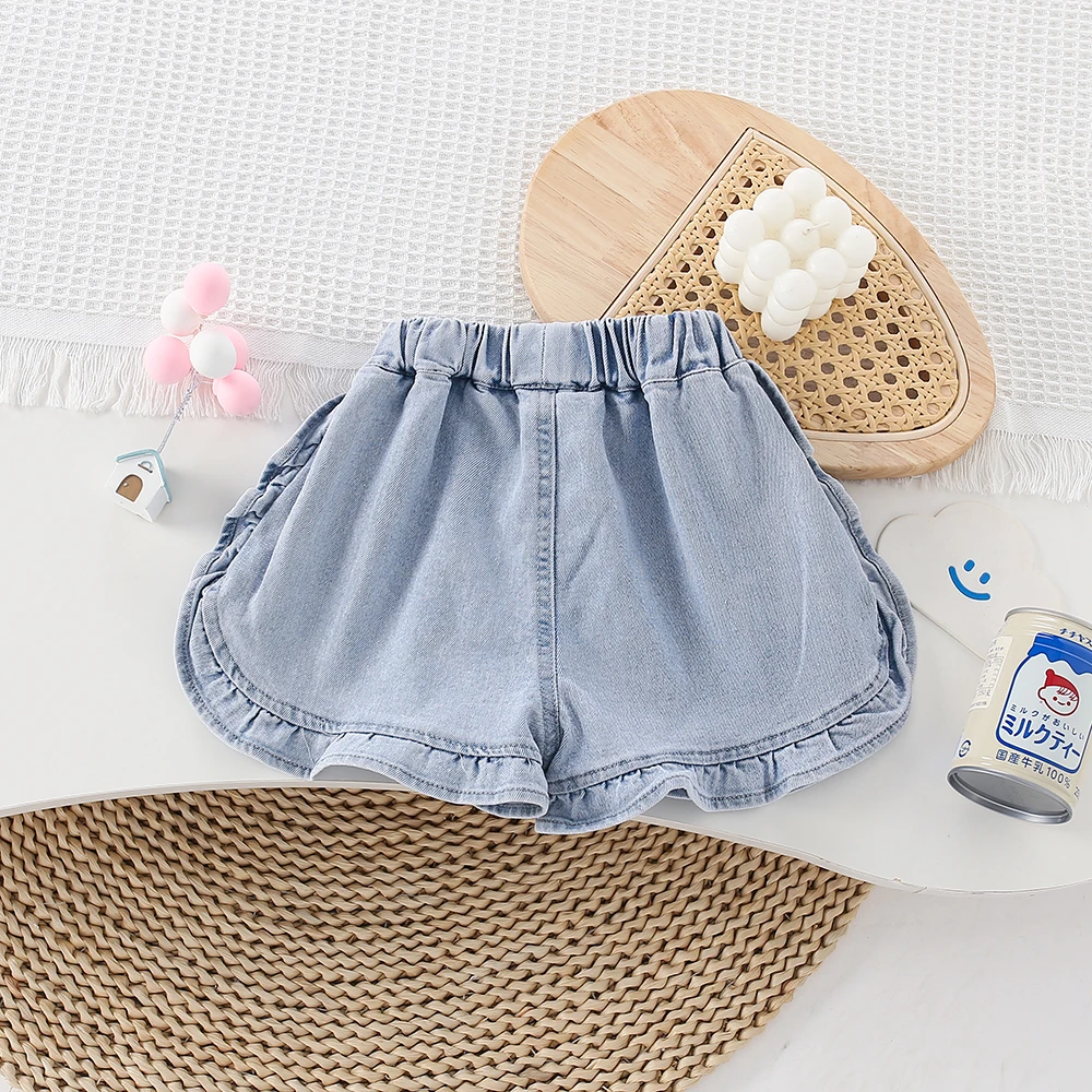 Kids Shorts Tulip Embroidery Lace Jeans Cute Shorts Jeans for Short Girls 2 To 6 Years Boutique Kids Clothing