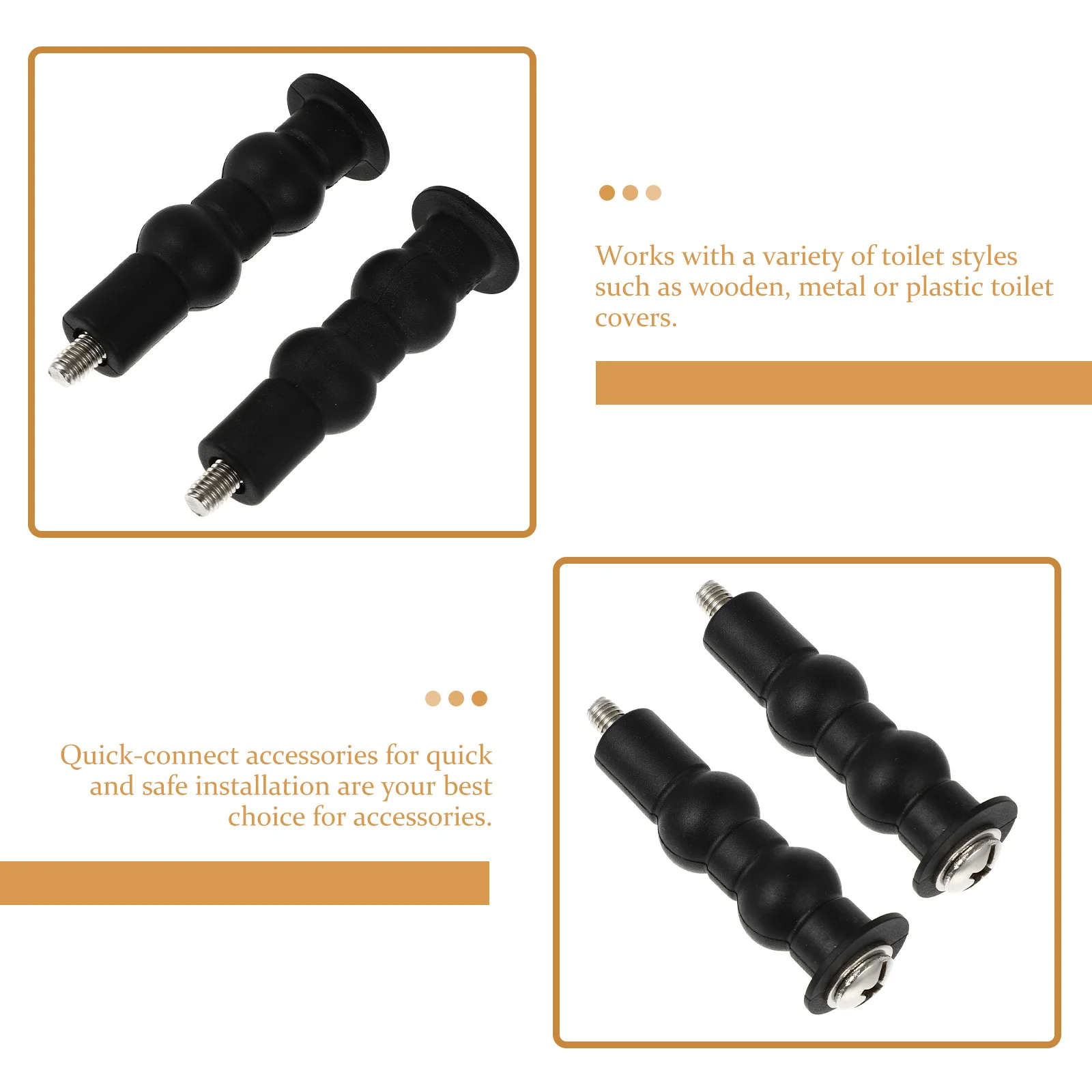 2 Stück Toilettensitz-Befestigungsschrauben aus PP-Edelstahl, Sitzscharnierschrauben, Schnellverbindung, erweiterbare Gummiriegel, Befestigung des Toilettendeckels