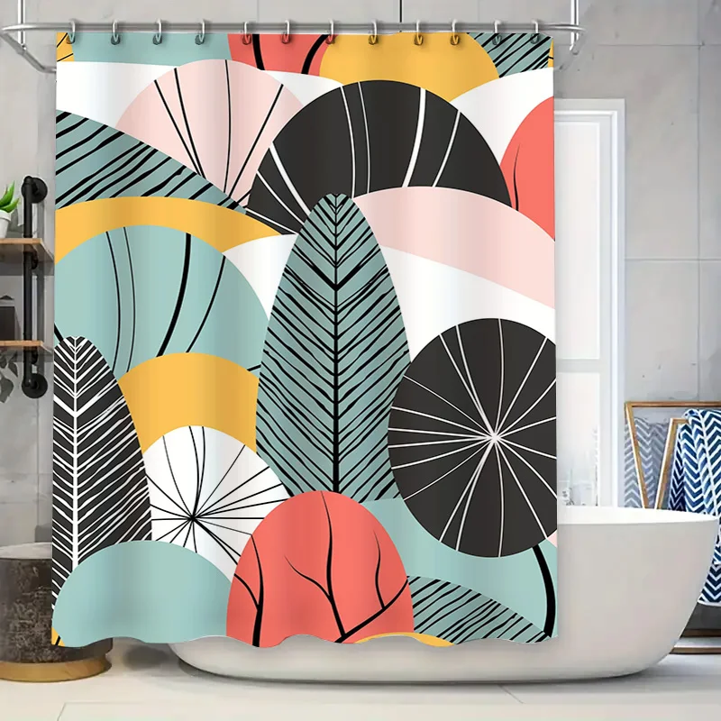 

Красочная геометрическая занавеска для душа, современный декор для ванной комнаты для детей и взрослых, водонепроницаемая ткань с крючками в комплекте