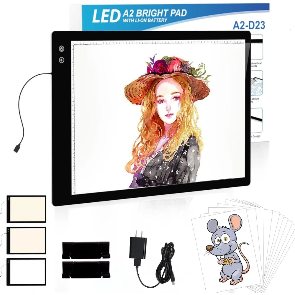 

Портативный световой коврик формата А2 на батарейках для художников с 3 цветовыми режимами и 6-уровневой регулируемой яркостью