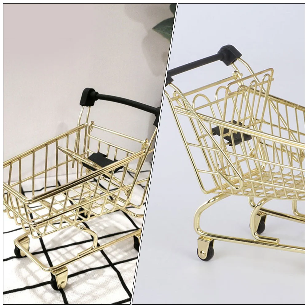 Wagon Cart Storage Accessories for Home Office Sundries Baby Golden Iron Shopping