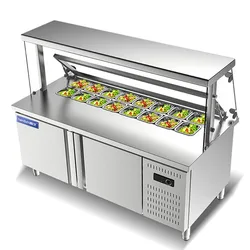 High Quality Customizable Stainless Steel Salad Bar Display Counter Salad Bar Refrigerator For Sale