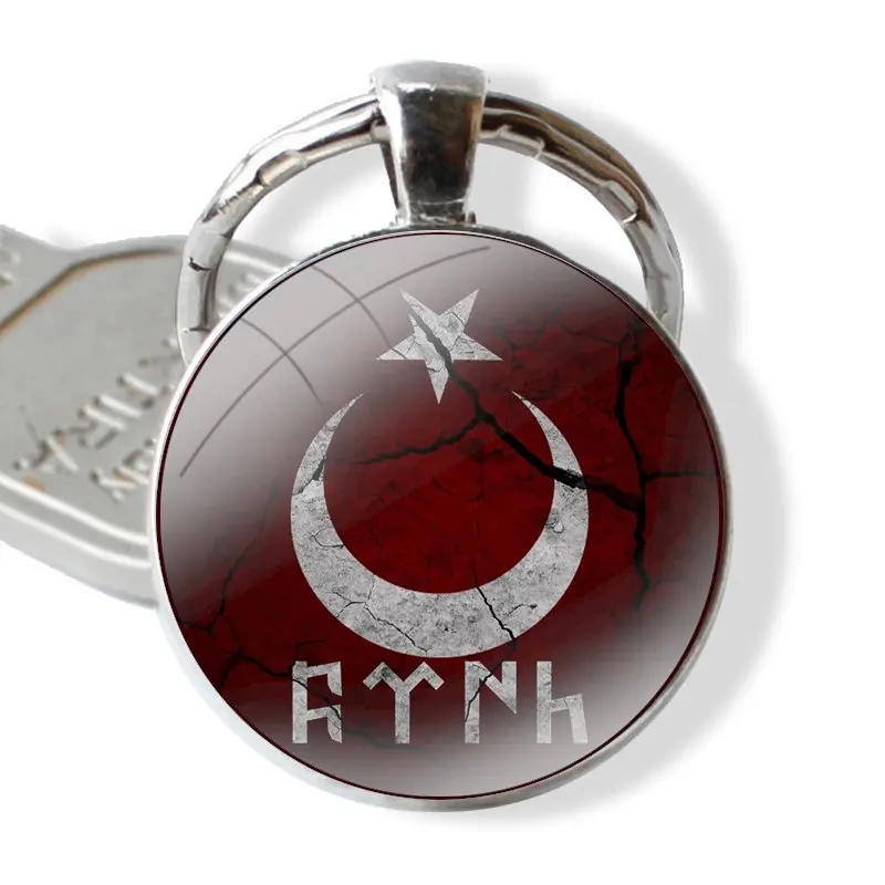 Flag of Turkey Keychain Handmade Glass Cabochon Key Ring Holder Pendant Key Chains