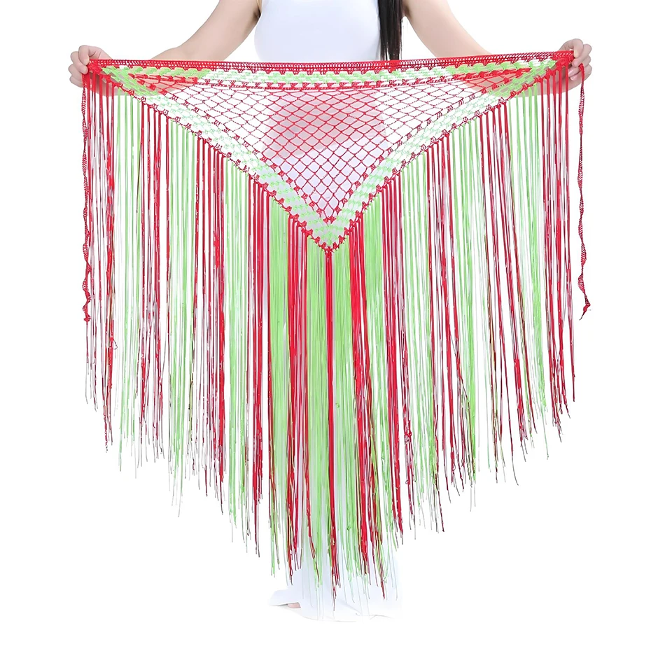Two-Color Argentine Style Triangle Scarf Shawl Belly Dance Costume Belly Dance Waist Chain Belly Dance Hip Scarf Mermaid