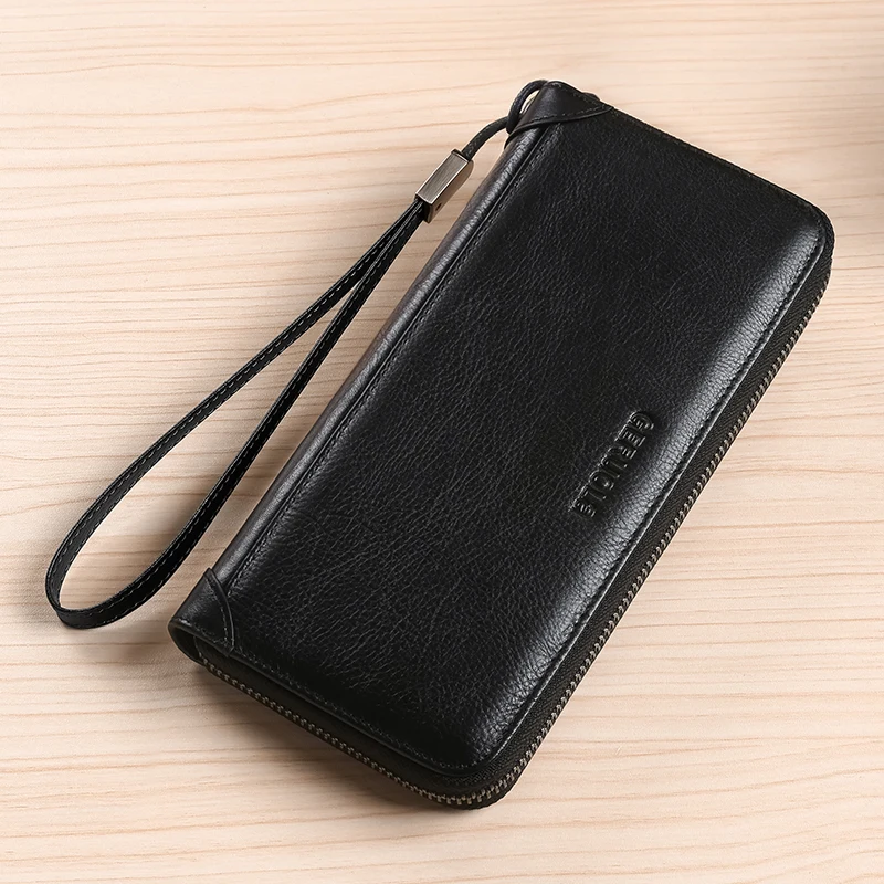 Men's leather wallet long new soft cowhide handbag travel light