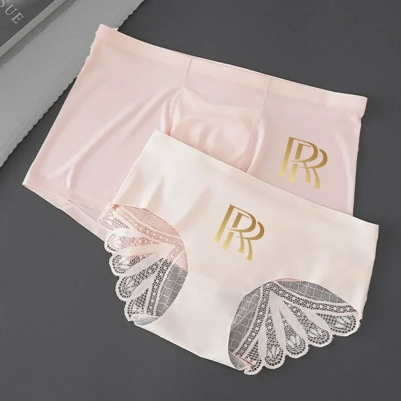 Fashion Matching Lace Couple Underwear Sexy Lovely Smooth Ice-silk Men Boxer Shorts Womens Bikini Briefs Elastic Lovers Panties
