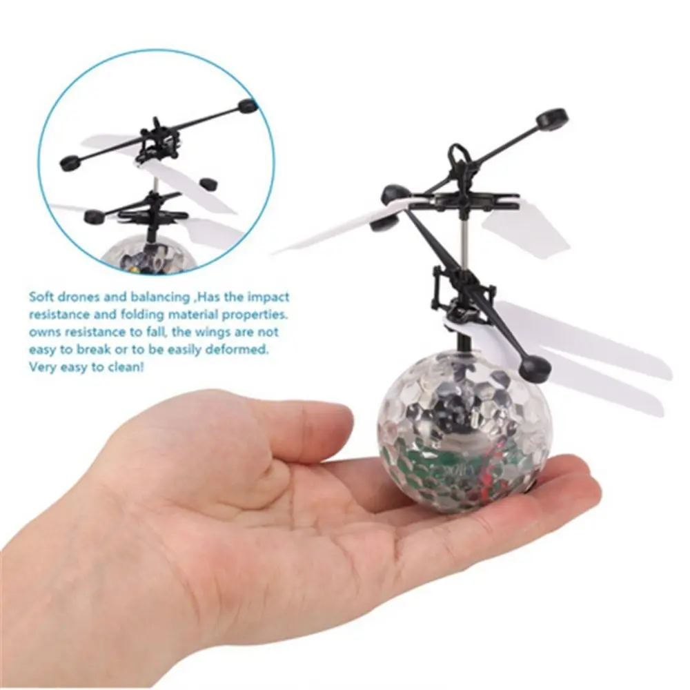 Sensor Hand Controlled Helicopter Airplane Flying Crystal Ball Light Up Induction Aircraft Mini Drone Toys Light Up Ball Drone