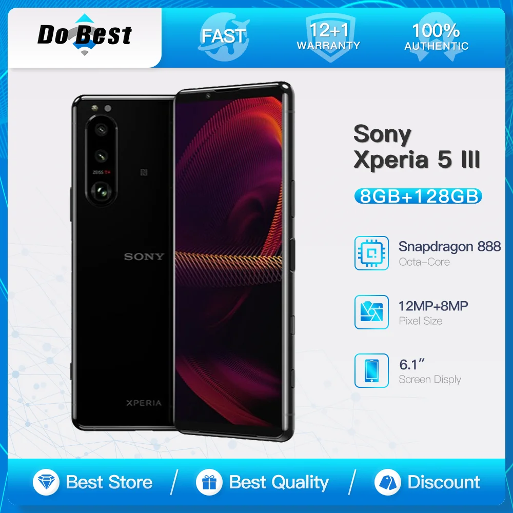 هاتف محمول Sony Xperia 5 III 5G إصدار JPN XQ-BQ52/72 8GB RAM 128/256GB ROM 6.1 "OLED Snapdragon 888 NFC هاتف محمول أندرويد