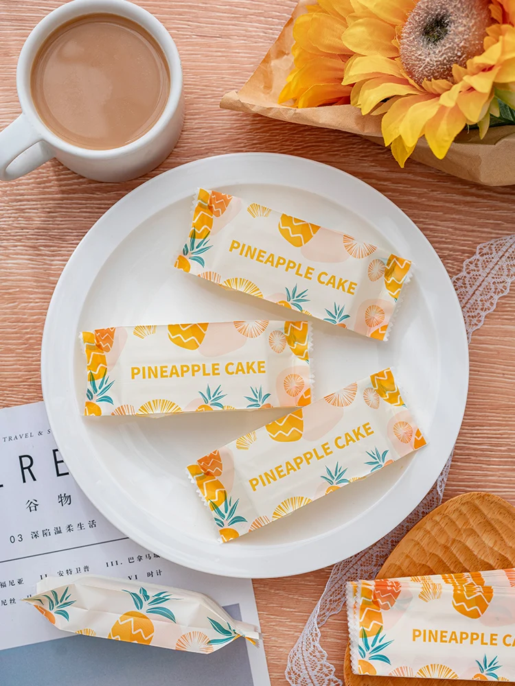 100pcs Pineapple Crispy Packaging Bag Gift Pineapple Cake Biscuit Cookie Packaging Bag Bakery Supplies Gift Box Packaging
